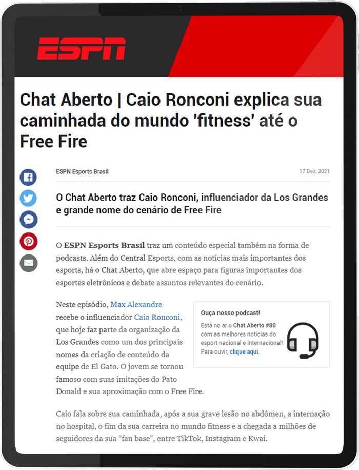 iG Esporte — Matéria sobre Caio Ronconi